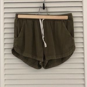Olive fabric shorts